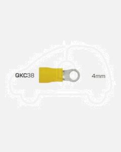 IONNIC QKC38 Yellow Vinyl Insulated 4mm Ring Terminals (Pack of 100)